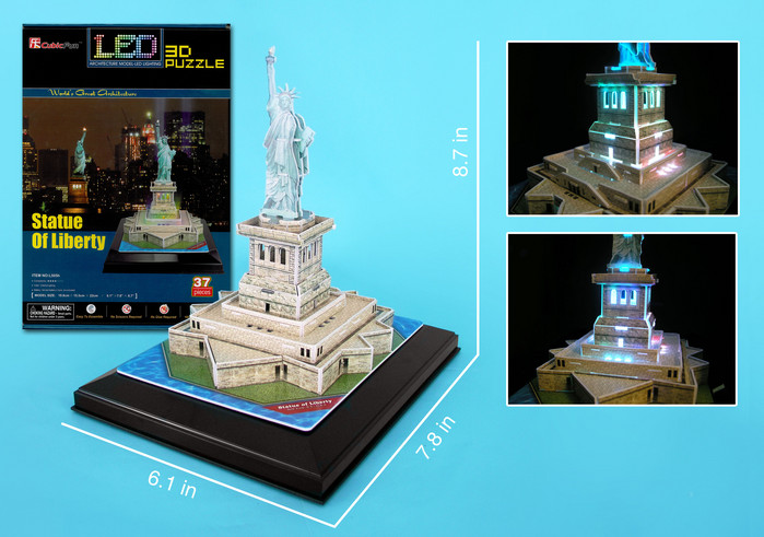 Statue of Liberty 3D Puzzle with Base and Lights 37pcs