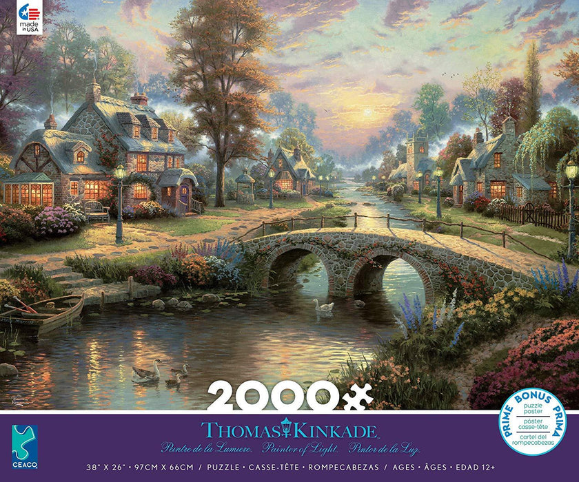 Thomas Kinkade Sunset on Lamplight Lane 2000pc Puzzle