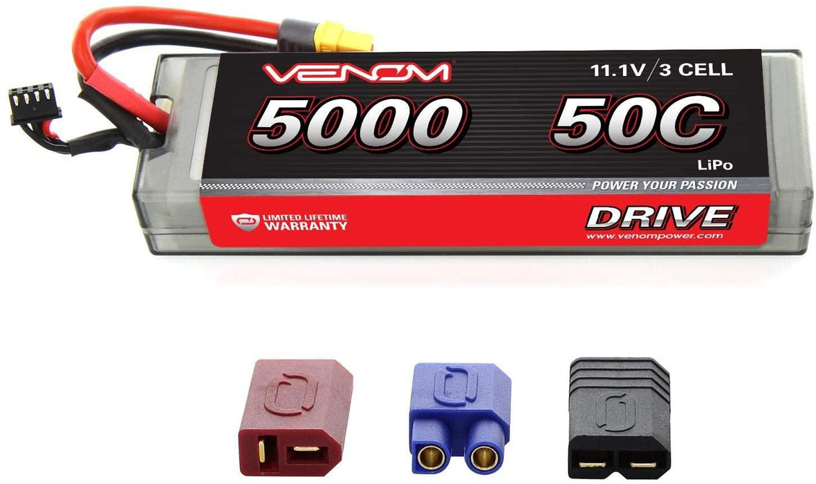 Venom 50C 3S 11.1V 5000mAh LiPo Hardcase Flat Pack Battery with Universal Plug 2.0