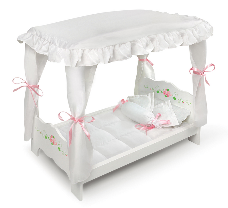 White Rose Doll Canopy Bed