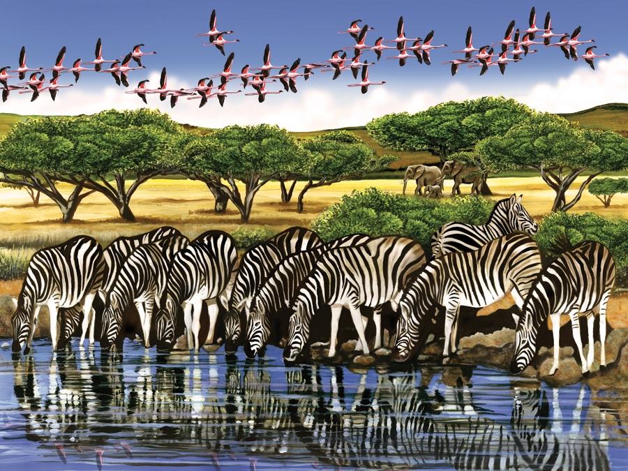 Zebras and Flamingoes 500 pc puzzle