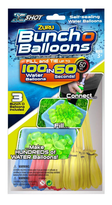 Zuru Bunch O Balloons, 3 different colors, Fill in 60 Seconds, 100 Total Water Balloons